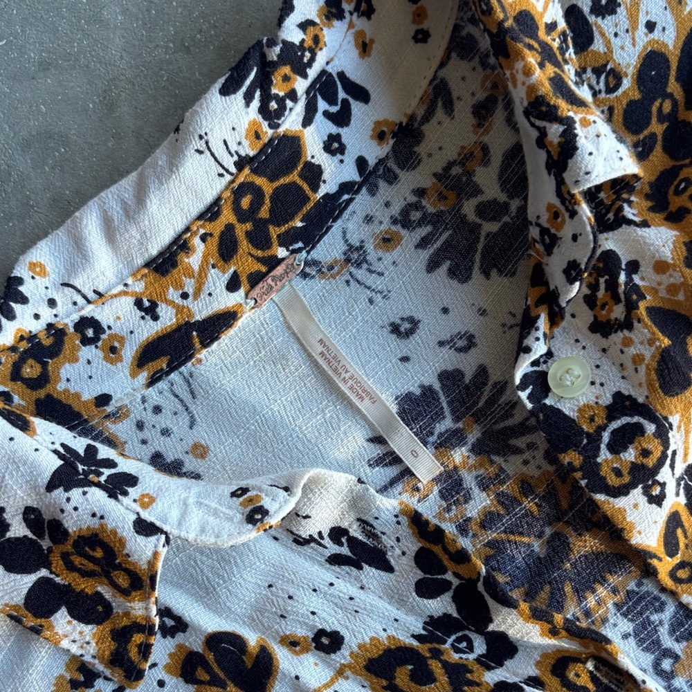 Free People White and Brown Floral Long Sleeve Dress - Picture 2 of 4